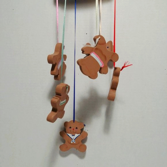 Adorable Colorful Painted Wooden Bear Mobile - Picture 6 of 14